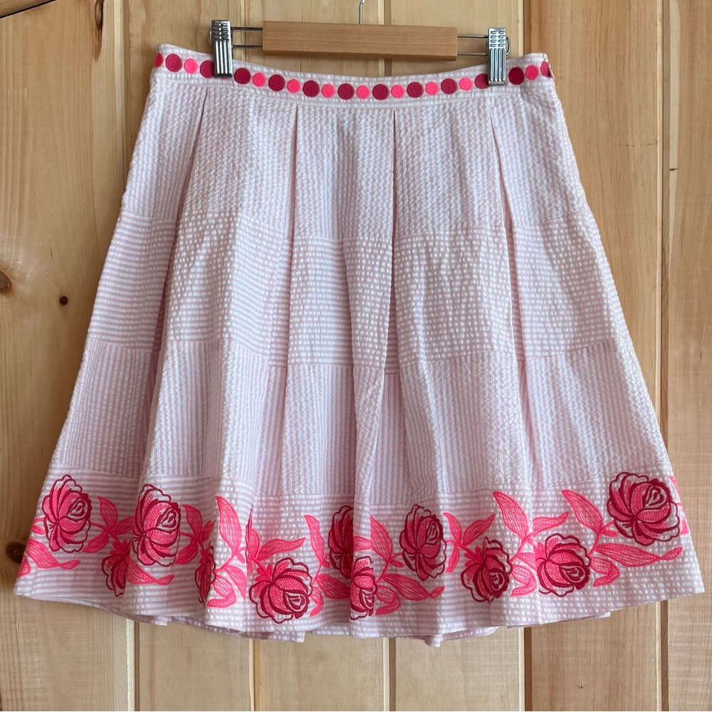 Vineyard Vines Kentucky Derby Rose Embroidered Seersucker Skirt - Size 4